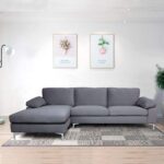 ALEX Καναπές Σαλονιού Καθιστικού Δεξιά Γωνία, Ύφασμα Σκούρο Γκρι Velure 260x130x82cm H.83cm - Image 3