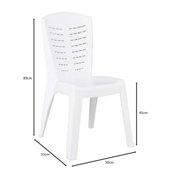 CLEO Καρέκλα Τραπεζαρίας Κήπου Στοιβαζόμενη, PP Απόχρωση Άσπρο 50x53x89cm - Image 3