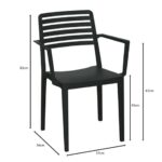 NOLA Πολυθρόνα Τραπεζαρίας Κήπου Στοιβαζόμενη, PP - UV Protection, Απόχρωση Μαύρο 57x56x83cm - Image 3
