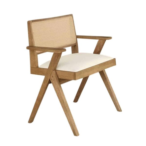 MEMORY Πολυθρόνα Τραπεζαρίας, Απόχρωση Φυσικό, Pu Εκρού 64x59x81cm - Image 2