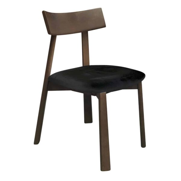 CORNEL Καρέκλα Τραπεζαρίας, Απόχρωση Καρυδί, Pu Μαύρο 48x54x82cm - Image 2