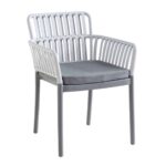 SYLVIA Πολυθρόνα Βεράντας- Κήπου, PP-UV Ανοιχτό Γκρι- Ανθρακί, Μαξιλάρι Γκρι (KD) 56x61x80cm - Image 2