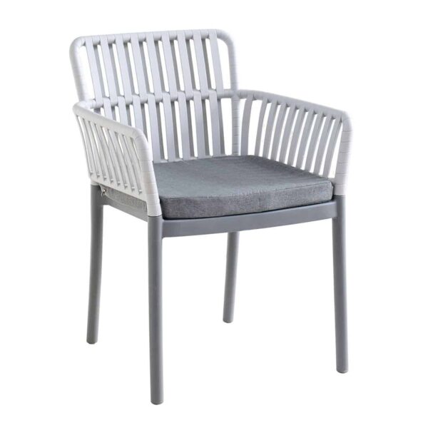 SYLVIA Πολυθρόνα Βεράντας- Κήπου, PP-UV Ανοιχτό Γκρι- Ανθρακί, Μαξιλάρι Γκρι (KD) 56x61x80cm - Image 2