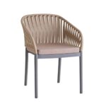 EMERY Πολυθρόνα Βεράντας-Κήπου PP-UV Sand Beige-Ανθρακί, Μαξιλάρι Μπεζ (KD) 56x59x80cm - Image 2