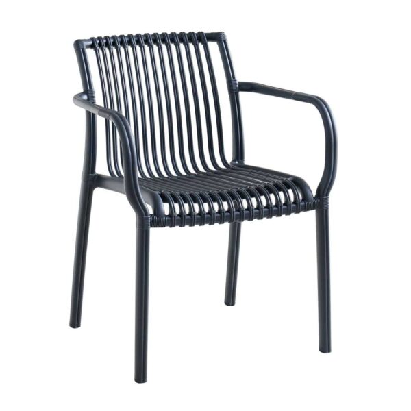 MODENA Πολυθρόνα Στοιβαζόμενη, PP-UV Protection Ανθρακί 57x58x79cm - Image 2