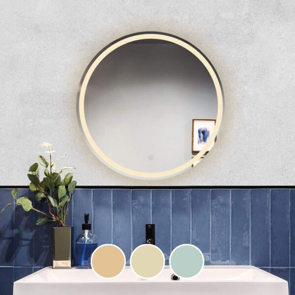 LED-2 Καθρέπτης Τοίχου - Φωτιζόμενος - Αφής, με 3 επιλογές εναλλαγής χρωμάτων Φ60cm - Image 2