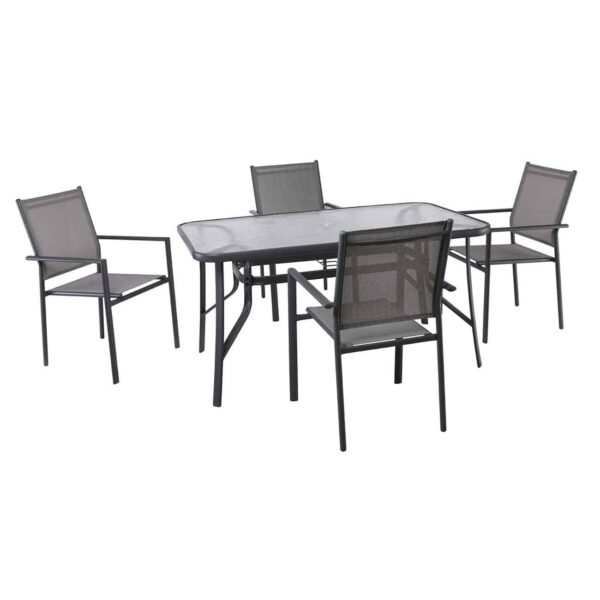 LANSON - RIO Set Τραπεζαρία Μέταλλο Ανθρακί, Textilene Γκρι: Τραπέζι + 4 Πολυθρόνες Table:120x70x71 Chair:55x55x86 - Image 2