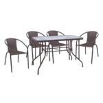BALENO-W Set Τραπεζαρία Κήπου: Τραπέζι + 4 Πολυθρόνες Μέταλλο Καφέ, Wicker Brown Table:110x60x71 Seat:52x60x72 - Image 2