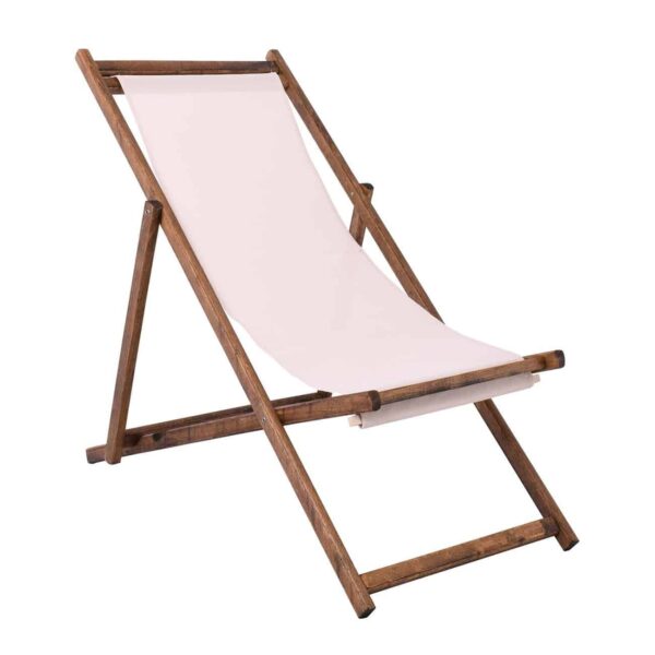 Σαιζ-Λόνγκ Ξαπλώστρα 3 θέσεων κλίσης, Οξιά Καρυδί - Textilene Εκρού, Πτυσσόμενη 56x100x80/98cm - Image 2