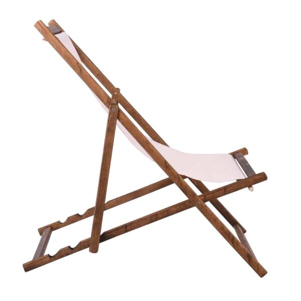 Σαιζ-Λόνγκ Ξαπλώστρα 3 θέσεων κλίσης, Οξιά Καρυδί - Textilene Εκρού, Πτυσσόμενη 56x100x80/98cm - Image 3