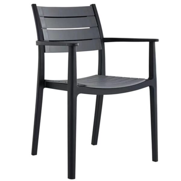 ALDO Πολυθρόνα Στοιβαζόμενη, PP-UV Μαύρο 57x56x86cm - Image 2