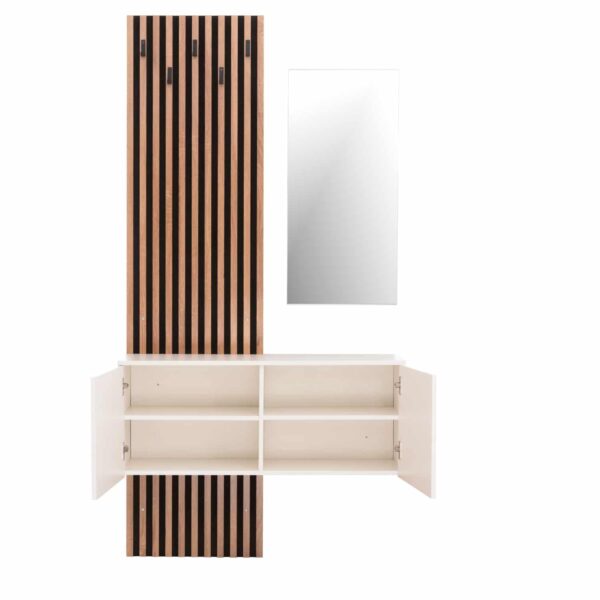 ΕΠΙΠΛΟ ΕΙΣΟΔΟΥ ΜΕ ΚΑΘΡΕΠΤΗ MYLES HM18080.01 ΜΕΛΑΜΙΝΗ ΣΟΝΑΜΑ-ΛΕΥΚΟ 100x37x200Υεκ - Image 4