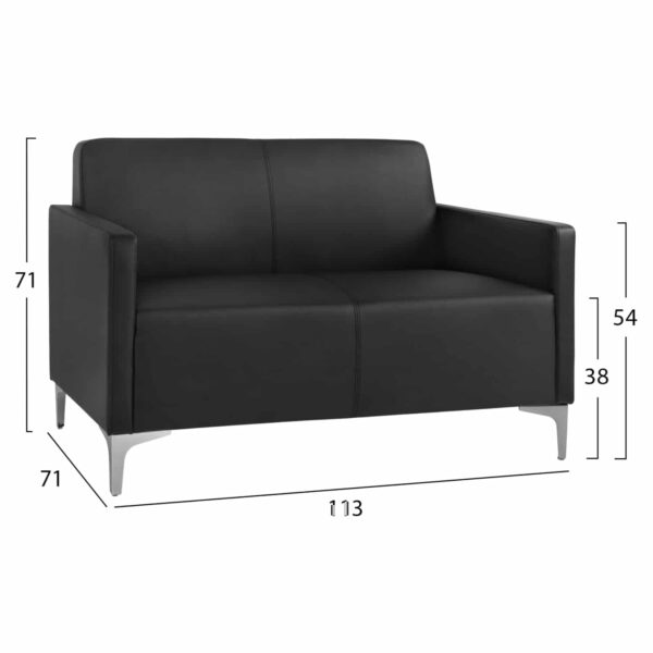 ΚΑΝΑΠΕΣ 2ΘΕΣΙΟΣ NELLIE HM3159.21 ΜΕ ΜΑΥΡΟ PU 113x71x71Υ εκ. - Image 2