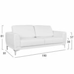 ΚΑΝΑΠΕΣ 3ΘΕΣΙΟΣ KENZIE HM3121.32 ΜΕ ΛΕΥΚΟ PU 190x81x81 εκ. - Image 2