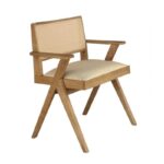 MEMORY Πολυθρόνα Τραπεζαρίας, Απόχρωση Φυσικό, Ύφασμα Sand Beige 64x59x81cm