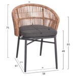ΠΟΛΥΘΡΟΝΑ ΑΛΟΥΜΙΝΙΟΥ ORIN HM6265.01 ΣΚΟΥΡΟ ΓΚΡΙ- P.E.RATTAN ΣΕ ΦΥΣΙΚΟ 58x61x75Υεκ. - Image 2