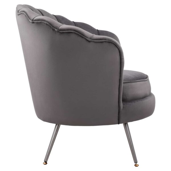 ΠΟΛΥΘΡΟΝΑ COQUILLE ΑΠΟ ΓΚΡΙ ΒΕΛΟΥΔΟ ΜΕ ΑΣΗΜΙ ΒΑΣΗ 80x78x85Υ εκ.HM8493.01 - Image 4