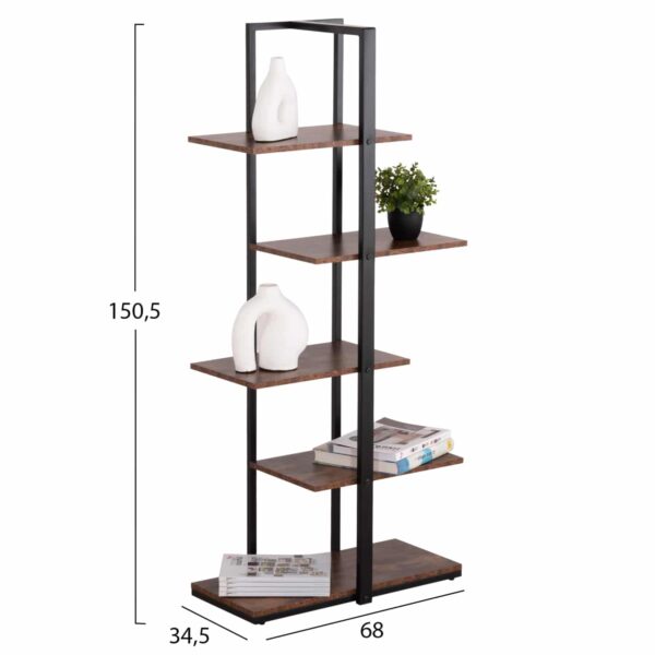 ΡΑΦΙΕΡΑ OMNI HM18074.04 ΜΑΥΡΟΣ ΜΕΤΑΛΛΙΚΟΣ ΣΚΕΛΕΤΟΣ-ΜΕΛΑΜΙΝΗ ΚΑΡΥΔΙ 68x34,5x150,5Υεκ - Image 2