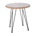 SALSA Τραπέζι Μέταλλο Βαφή Μαύρο, Wicker Φυσικό Φ52cm H.53cm