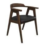 SELVA Πολυθρόνα Τραπεζαρίας, Απόχρωση Καρυδί, Pu Μαύρο 60x54x75cm