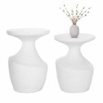 ΣΕΤ ΒΟΗΘΗΤΙΚΑ ΤΡΑΠΕΖΙΑ REBON 2ΤΜΧ HM21137.02 FIBER CEMENT ΣΕ ΛΕΥΚΟ--Φ40εκ & Φ27,5εκ