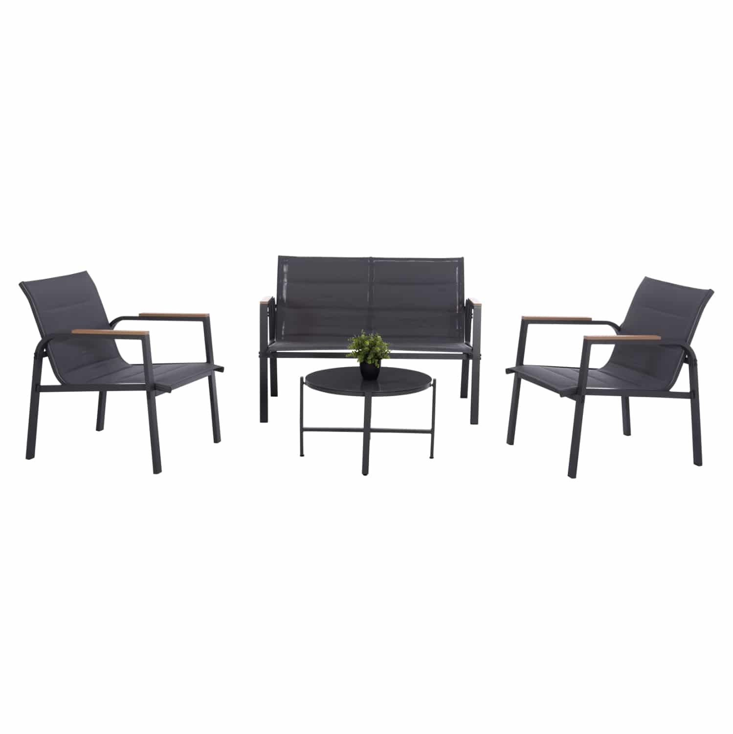 HM6280.03 ΣΕΤ ΣΑΛΟΝΙ ΕΞ.ΧΩΡΟΥ 4ΤΜΧ JULIETTE HM6280.03 ΓΚΡΙ ΑΛΟΥΜΙΝΙΟ-TEXTILENE--TEMPERED GLASS - Image 1