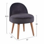 ΣΚΑΜΠΟ ΜΕ ΠΛΑΤΗ YASMINE ΓΚΡΙ ΒΕΛΟΥΔΟ HM8395.01  47x43x63,5Υ εκ.εκ. - Image 2