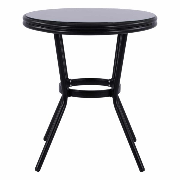 ΤΡΑΠΕΖΙ ΑΛΟΥΜΙΝΙΟΥ MOSES Φ70 BAMBOO LOOK HM5532.02 ΜΑΥΡΟ ΜΕ ΓΥΑΛΙ Φ70X76 εκ - Image 3