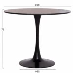 ΤΡΑΠΕΖΙ ΣΤΡΟΓΓΥΛΟ BROLIN HM18141.02 MDF TOP-ΒΑΣΗ ΜΕΤΑΛΛΙΚΗ--ΜΑΥΡΟ Φ90x73Υεκ - Image 2