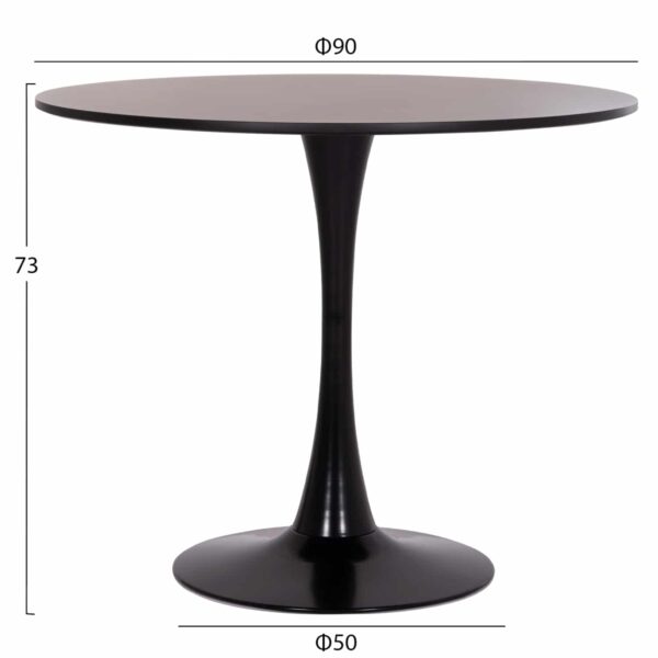 ΤΡΑΠΕΖΙ ΣΤΡΟΓΓΥΛΟ BROLIN HM18141.02 MDF TOP-ΒΑΣΗ ΜΕΤΑΛΛΙΚΗ--ΜΑΥΡΟ Φ90x73Υεκ - Image 2