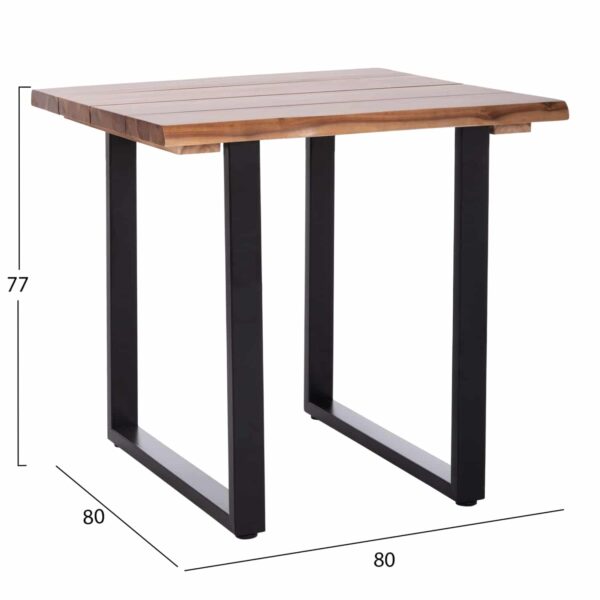 ΤΡΑΠΕΖΙ ΤΡΑΠΕΖΑΡΙΑΣ FRIGGO HM6294.01 ΞΥΛΟ ΑΚΑΚΙΑΣ 3,5εκ πάχος--ΠΟΔΙΑ ΜΕΤΑΛΛΙΚΑ 80x80x77Υεκ. - Image 2