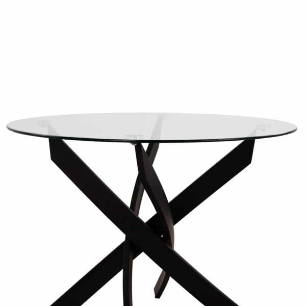 ΤΡΑΠΕΖΙ ΤΡΑΠΕΖΑΡΙΑΣ ΣΤΡΟΓΓΥΛΟ JADA ΜΕΤΑΛΛΙΚΟ ΜΑΥΡΟ ΜΕ ΓΥΑΛΙ HM8733.01 Φ120X75Y εκ. - Image 4