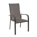 VERONA Dining Πολυθρόνα Κήπου, Βεράντας Μέταλλο Βαφή Καφέ, Textilene Καφέ 56x70x96cm