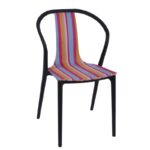 VISION Καρέκλα Στοιβαζόμενη, Ύφασμα Ριγέ, PP Μαύρο 57x53x89cm