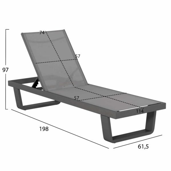 ΞΑΠΛΩΣΤΡΑ ΑΛΟΥΜΙΝΙΟΥ ΜΕ ΥΦΑΣΜΑ TESLIN RICKON HM6292.01 ΣΕ ΓΚΡΙ 198x61,5x97Υεκ. - Image 2