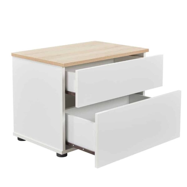 LUCIDO ΚΟΜΟΔΙΝΟ 2ΣΥΡΤΑΡΙΑ ΛΕΥΚΟ OAK ΦΥΣΙΚΟ 58x39x44.5 09-2130 - Image 3