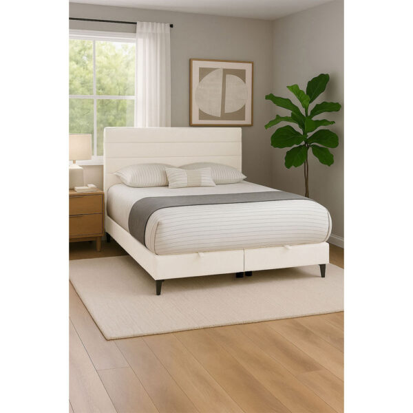 UTOPIA ΚΡΕΒΑΤΙ ΜΕ ΑΠΟΘΗΚ. ΧΩΡΟ ΚΑΙ ΣΤΡΩΜΑ WHITE SMOOTH 06-900 207x160x115 40-0055 - Image 2