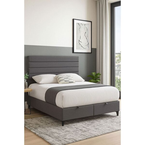 UTOPIA ΚΡΕΒΑΤΙ ΜΕ ΑΠΟΘΗΚ. ΧΩΡΟ ΚΑΙ ΣΤΡΩΜΑ ΓΚΡΙ 34-900 207x160x115 40-0056 - Image 2