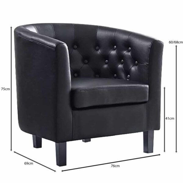 BOGA Button Πολυθρόνα Σαλονιού Καθιστικού, Pvc Μαύρο 76x69x75cm - Image 4