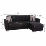 ΓΩΝΙΑΚΟΣ ΚΑΝΑΠΕΣ-ΚΡΕΒΑΤΙ ΜΕ ΑΠΟΘ. ΧΩΡΟ BRONKO HM3291.01 ΑΝΘΡΑΚΙ ΥΦΑΣΜΑ 218x138x77Y - Image 2