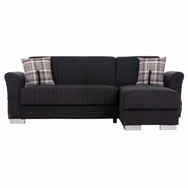 ΓΩΝΙΑΚΟΣ ΚΑΝΑΠΕΣ-ΚΡΕΒΑΤΙ ΜΕ ΑΠΟΘ. ΧΩΡΟ BRONKO HM3291.01 ΑΝΘΡΑΚΙ ΥΦΑΣΜΑ 218x138x77Y - Image 4