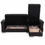 ΓΩΝΙΑΚΟΣ ΚΑΝΑΠΕΣ-ΚΡΕΒΑΤΙ ΜΕ ΑΠΟΘ. ΧΩΡΟ BRONKO HM3291.01 ΑΝΘΡΑΚΙ ΥΦΑΣΜΑ 218x138x77Y - Image 5