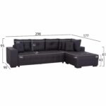 ΓΩΝΙΑΚΟΣ ΚΑΝΑΠΕΣ-ΚΡΕΒΑΤΙ ΜΕ ΑΠΟΘ.ΧΩΡΟ TRENDSTON HM3302.01R ΓΚΡΙ ΥΦΑΣΜΑ 298x177x95Υεκ - Image 2