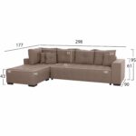 ΓΩΝΙΑΚΟΣ ΚΑΝΑΠΕΣ-ΚΡΕΒΑΤΙ ΜΕ ΑΠΟΘ.ΧΩΡΟ TRENDSTON HM3302.03L ΜΠΕΖ ΥΦΑΣΜΑ 298x177x95Υεκ - Image 2