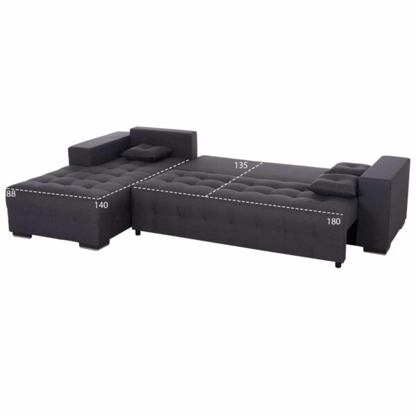 ΓΩΝΙΑΚΟΣ ΚΑΝΑΠΕΣ-ΚΡΕΒΑΤΙ ΜΕ ΑΠΟΘ.ΧΩΡΟ TRENDSTON HM3302.01L ΓΚΡΙ ΥΦΑΣΜΑ 298x177x95Υεκ - Image 3