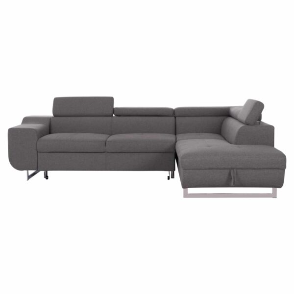 ΓΩΝΙΑΚΟΣ ΚΑΝΑΠΕΣ-ΚΡΕΒΑΤΙ ΜΕ ΑΠΟΘ.ΧΩΡΟ ENCORE HM3301.01R ΓΚΡΙ ΥΦΑΣΜΑ 285x205x90Υεκ. - Image 4