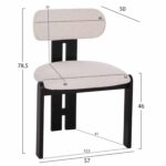 ΚΑΡΕΚΛΑ ΤΡΑΠΕΖΑΡΙΑΣ KARVO HM18252.02 ΕΚΡΟΥ ΥΦΑΣΜΑ--ΞΥΛΟ ΣΕ ΜΑΥΡΟ 57x50x78,5Υεκ. - Image 2