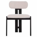 ΚΑΡΕΚΛΑ ΤΡΑΠΕΖΑΡΙΑΣ KARVO HM18252.02 ΕΚΡΟΥ ΥΦΑΣΜΑ--ΞΥΛΟ ΣΕ ΜΑΥΡΟ 57x50x78,5Υεκ. - Image 3