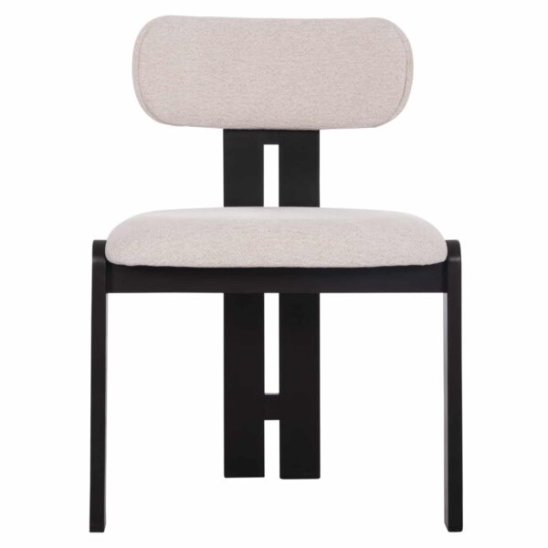 ΚΑΡΕΚΛΑ ΤΡΑΠΕΖΑΡΙΑΣ KARVO HM18252.02 ΕΚΡΟΥ ΥΦΑΣΜΑ--ΞΥΛΟ ΣΕ ΜΑΥΡΟ 57x50x78,5Υεκ. - Image 3