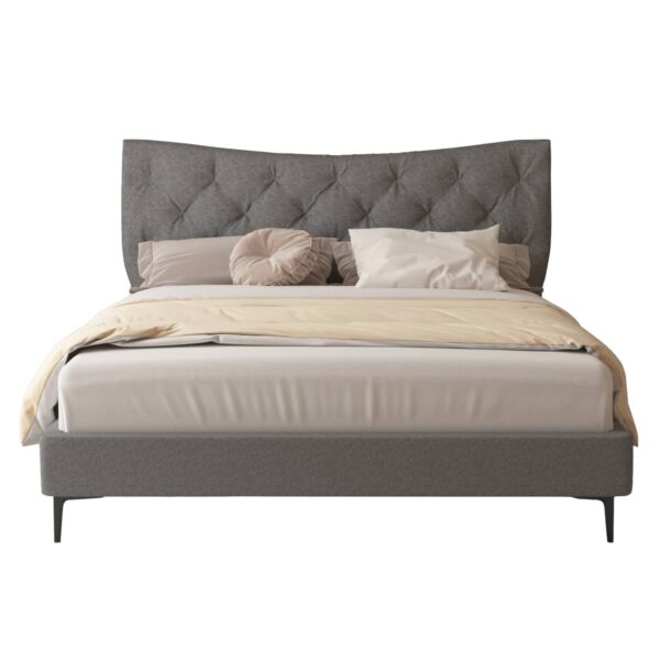 ΚΡΕΒΑΤΙ ΔΙΠΛΟ JILL HM737.01 ΥΦΑΣΜΑ ΣΕ ΓΚΡΙ--ΓΙΑ ΣΤΡΩΜΑ 160x200εκ. - Image 4